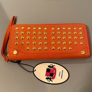 NWT Urban Expressions Orange Studded Zip Wallet Vegan